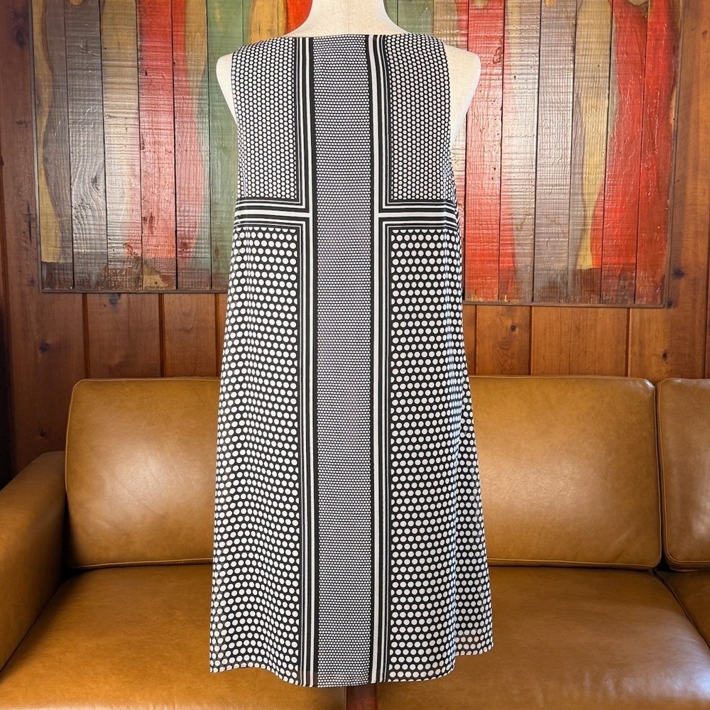 Max Studio Womens Size M | Black White Polka Dot Mod Geometric Shift Dress - Picture 4 of 9
